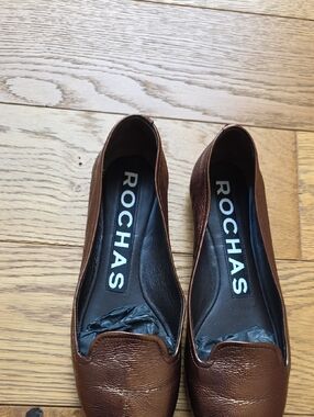 Rochas Copper Brown Leather Loafers